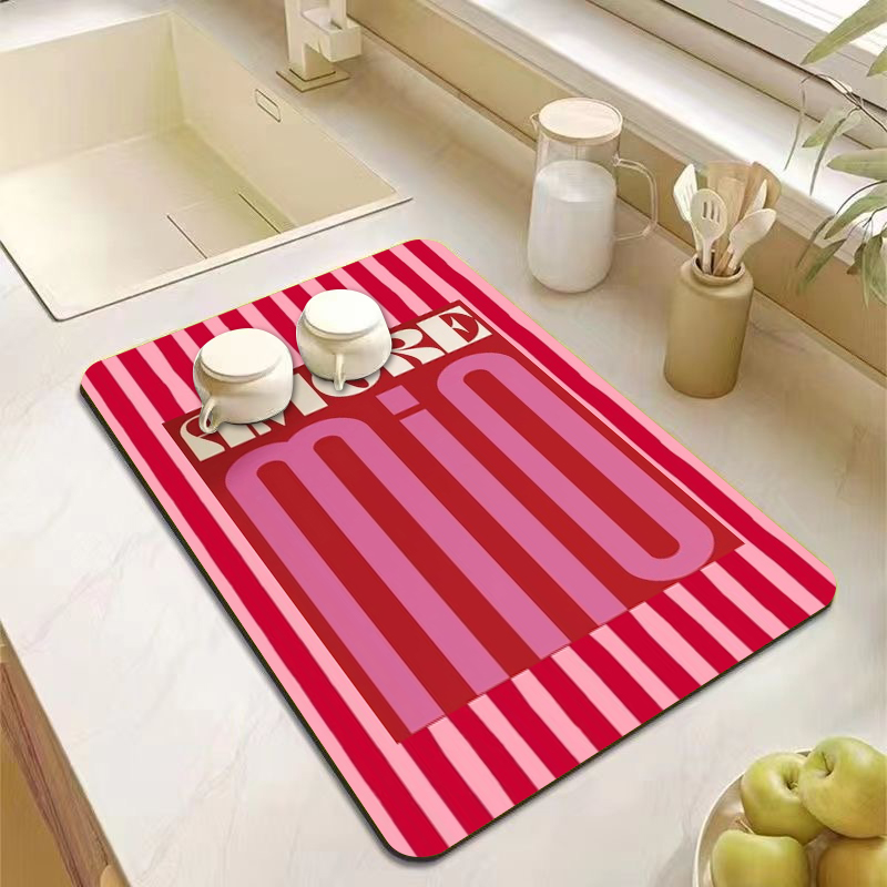 Aesthetic Pink Green Striped K - Bar Mat Rubber review and price