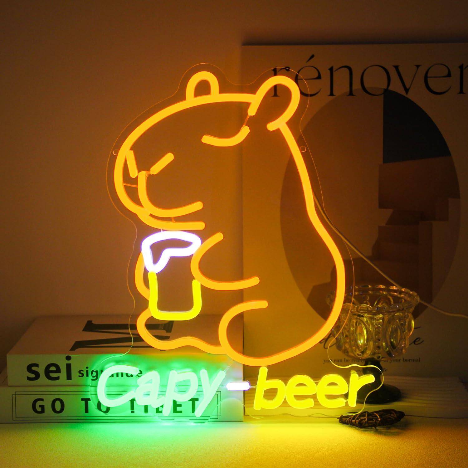 Capybara Beer Neon Sign USB Po - Home Bar Lounge review and price
