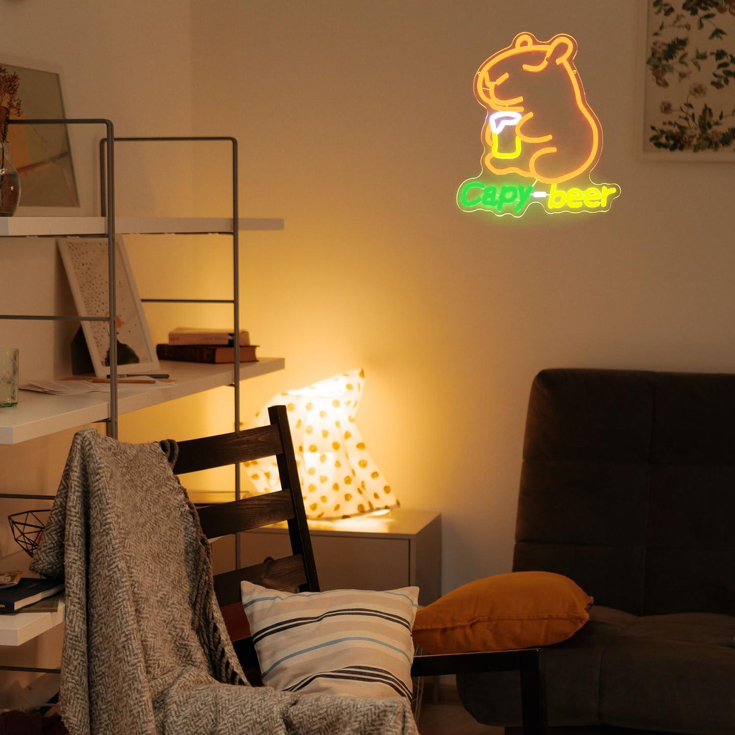 Capybara Beer Neon Sign USB Po - Home Bar Lounge review and price