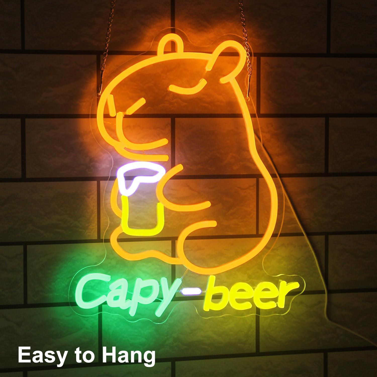 Capybara Beer Neon Sign USB Po - Home Bar Lounge review and price