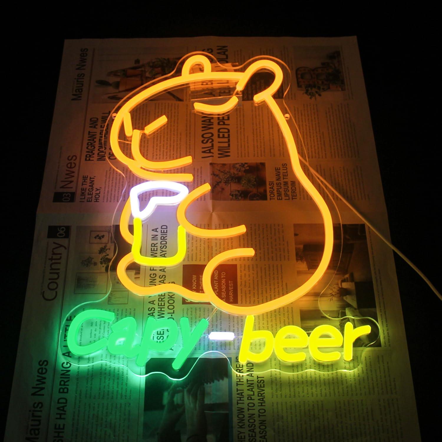 Capybara Beer Neon Sign USB Po - Home Bar Lounge review and price