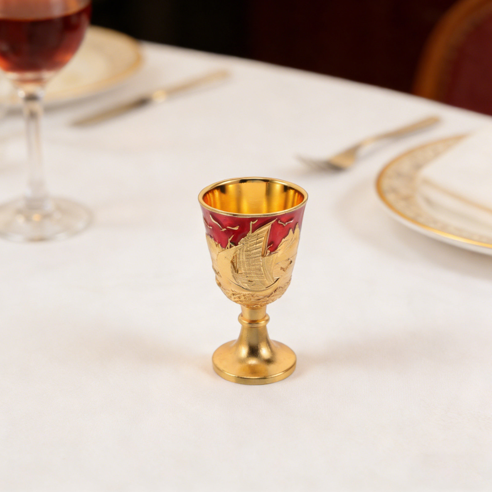 2Pcs Vintage Alloy Goblet Glas - Home Bar Set review and price